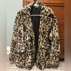Free People Faux Fur Animal Print Jacket - S